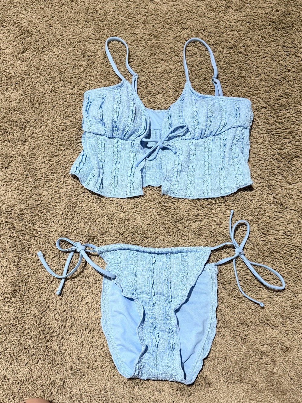 No Boundaries Light Blue Terry Cloth Bikini Cover-Up Top